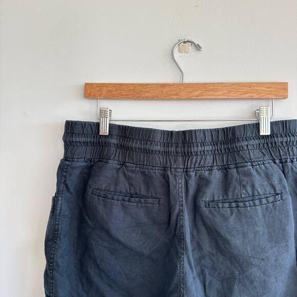 Athleta Cabo Linen 4" Drawcord Waist Pockets Shorts Black 12 - Picture 8 of 8